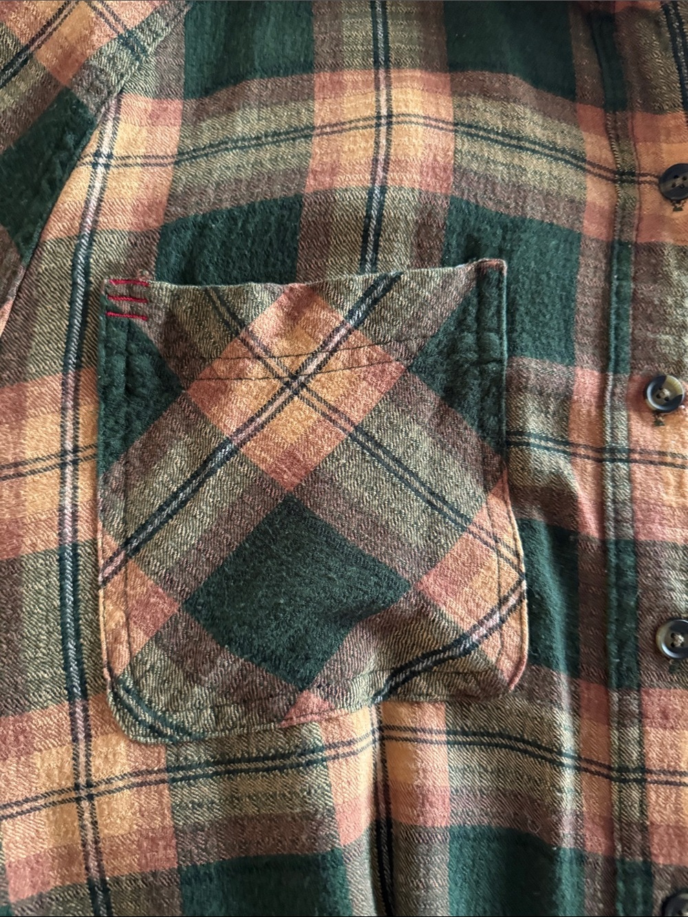 BDG Dark Green and Rust Plaid Flannel Shirt - Picture 4 of 5